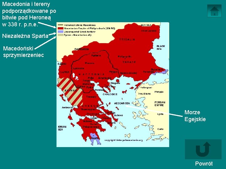 Macedonia i tereny podporządkowane po bitwie pod Heroneą w 338 r. p. n. e.