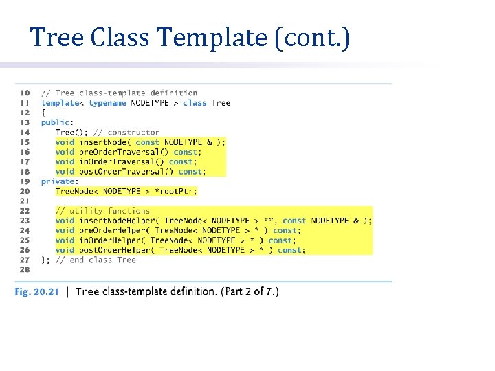 Tree Class Template (cont. ) 