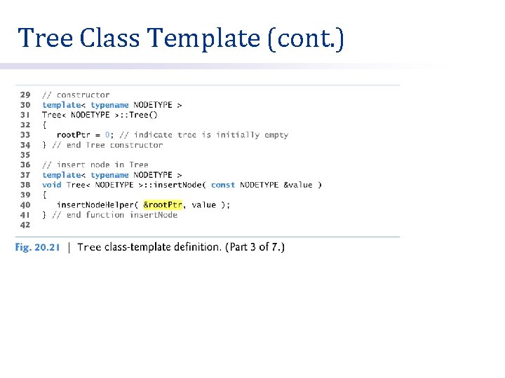 Tree Class Template (cont. ) 