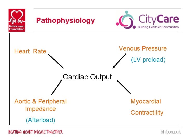 Pathophysiology Venous Pressure Heart Rate (LV preload) Cardiac Output Aortic & Peripheral Impedance (Afterload)