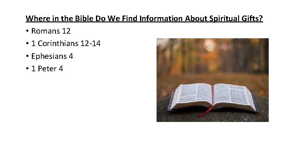 Where in the Bible Do We Find Information About Spiritual Gifts? • Romans 12