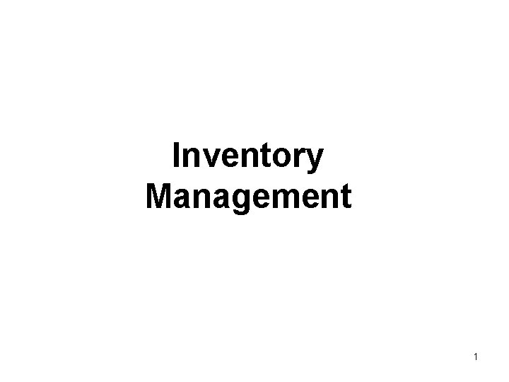 Inventory Management 1 