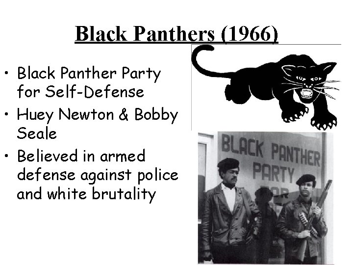 Black Panthers (1966) • Black Panther Party for Self-Defense • Huey Newton & Bobby