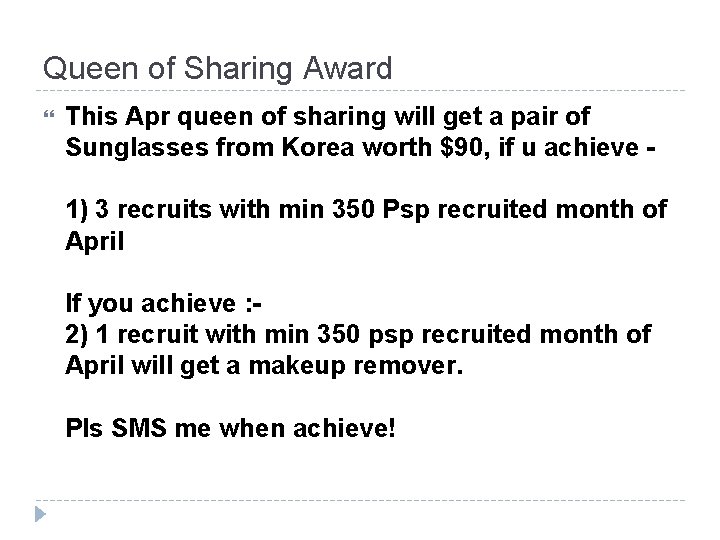 Queen of Sharing Award This Apr queen of sharing will get a pair of