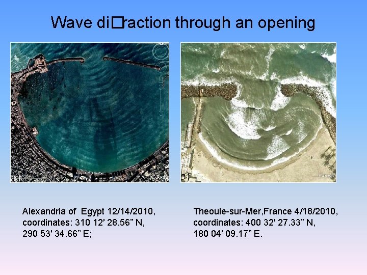 Wave di�raction through an opening Alexandria of Egypt 12/14/2010, coordinates: 310 12′ 28. 56”