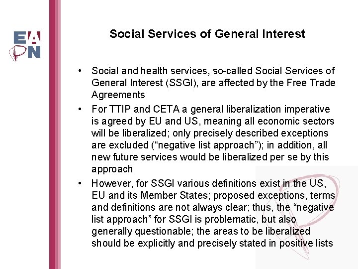 Social Services of General Interest • Social and health services, so-called Social Services of
