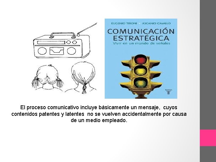 El proceso comunicativo incluye básicamente un mensaje, cuyos contenidos patentes y latentes no se