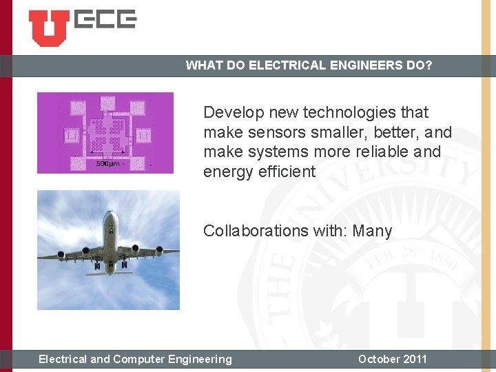 WHAT DO ELECTRICAL ENGINEERS DO? Develop new technologies that make sensors smaller, better, and