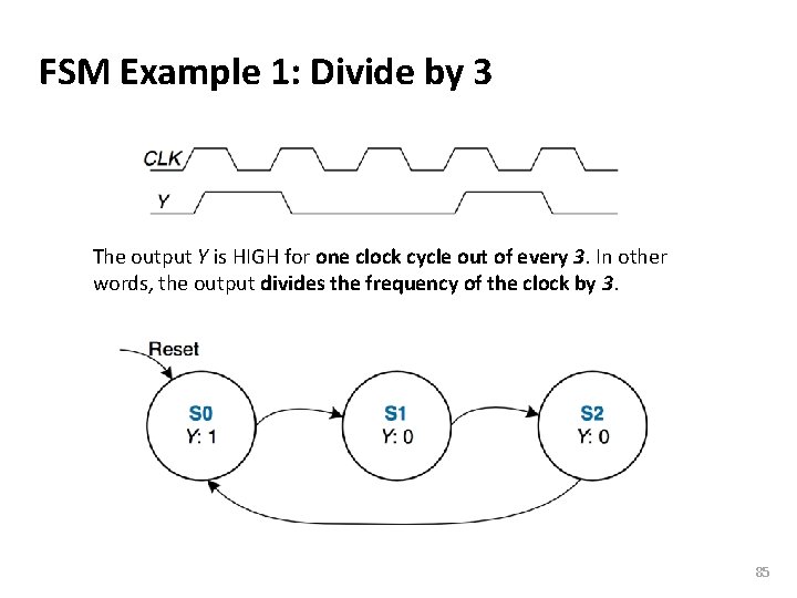 Carnegie Mellon FSM Example 1: Divide by 3 The output Y is HIGH for