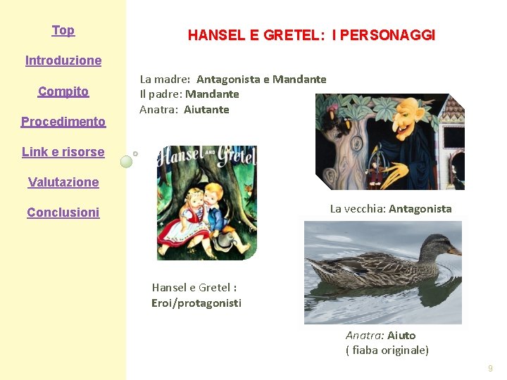 Top HANSEL E GRETEL: I PERSONAGGI Introduzione Compito Procedimento La madre: Antagonista e Mandante