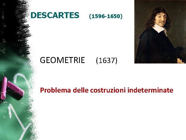 DESCARTES GEOMETRIE (1596 -1650) (1637) Problema delle costruzioni indeterminate 