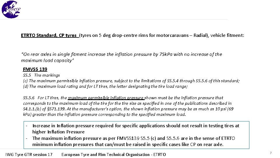 ETRTO Standard, CP tyres (tyres on 5 deg drop-centre rims for motorcaravans – Radial), ETRTO Standard, CP tyres (tyres on 5 deg drop-centre rims for motorcaravans – Radial),