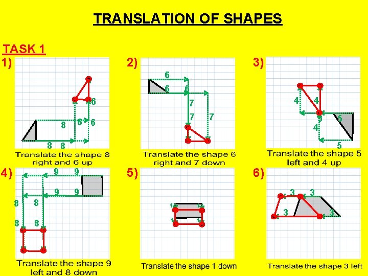TRANSLATION OF SHAPES TASK 1 1) 2) 3) 6 6 8 4 7 7