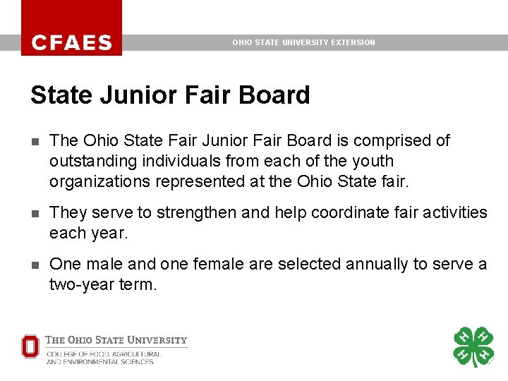 OHIO STATE UNIVERSITY EXTENSION State Junior Fair Board n The Ohio State Fair Junior OHIO STATE UNIVERSITY EXTENSION State Junior Fair Board n The Ohio State Fair Junior