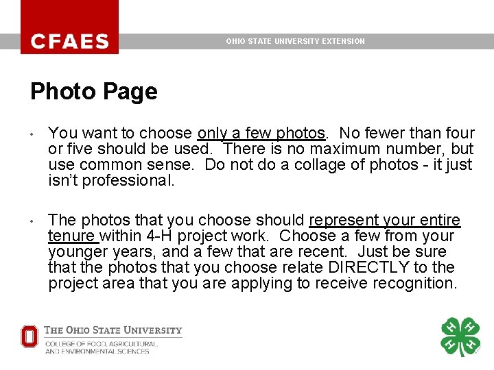 OHIO STATE UNIVERSITY EXTENSION Photo Page • You want to choose only a few OHIO STATE UNIVERSITY EXTENSION Photo Page • You want to choose only a few