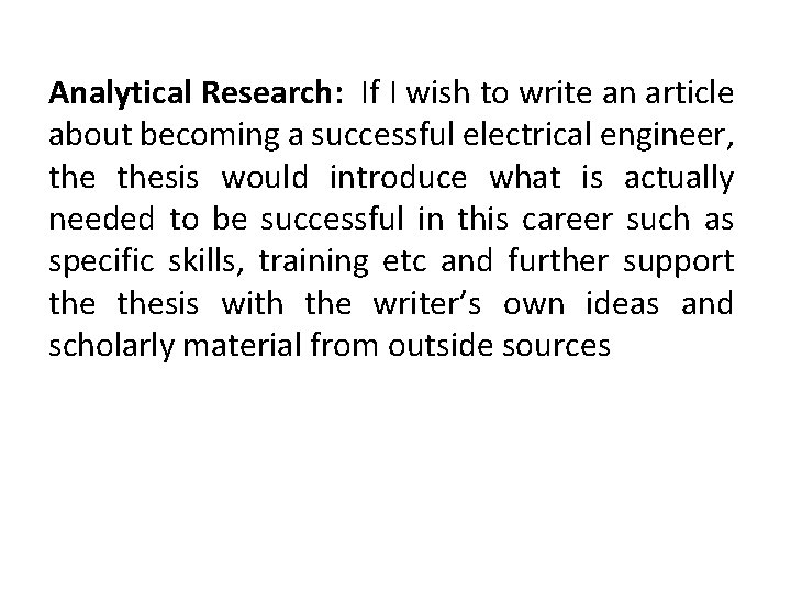 Analytical Research: If I wish to write an article about becoming a successful electrical