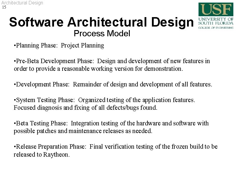 Architectural Design 15 Software Architectural Design Process Model • Planning Phase: Project Planning • Architectural Design 15 Software Architectural Design Process Model • Planning Phase: Project Planning •