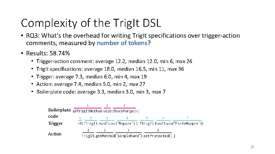 Complexity of the Trig. It DSL • RQ 3: What’s the overhead for writing Complexity of the Trig. It DSL • RQ 3: What’s the overhead for writing