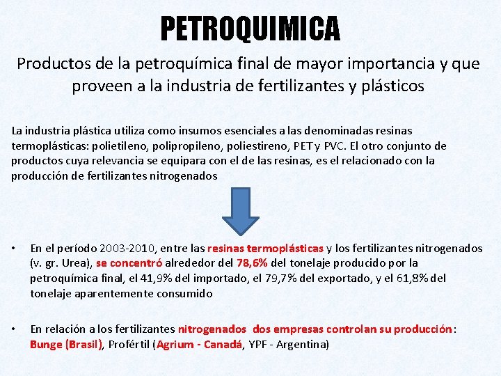 PETROQUIMICA Productos de la petroquímica final de mayor importancia y que proveen a la