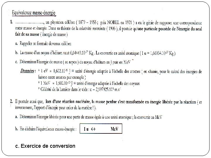 c. Exercice de conversion 