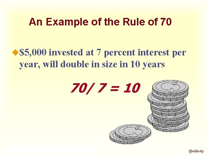 An Example of the Rule of 70 u$5, 000 invested at 7 percent interest