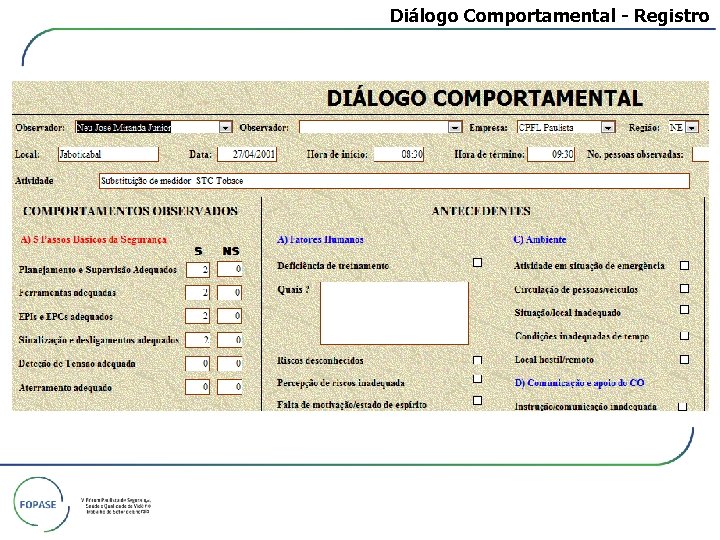 Diálogo Comportamental - Registro 