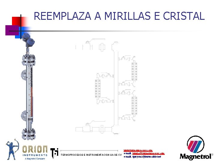 REEMPLAZA A MIRILLAS E CRISTAL www. termoprocesos. com e-mail: ventas@termoprocesos. com TERMOPROCESOS E INSTRUMENTACION