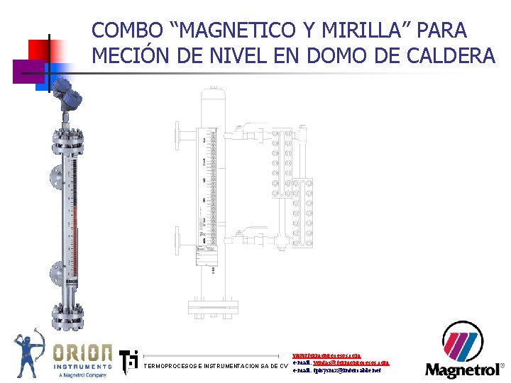COMBO “MAGNETICO Y MIRILLA” PARA MECIÓN DE NIVEL EN DOMO DE CALDERA www. termoprocesos.