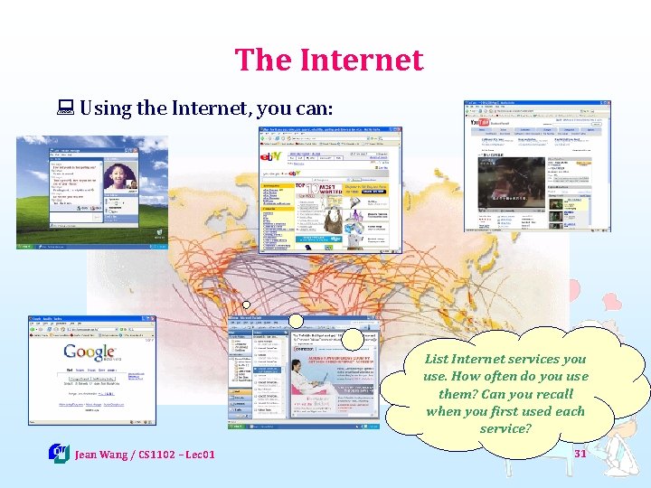 The Internet : Using the Internet, you can: List Internet services you use. How