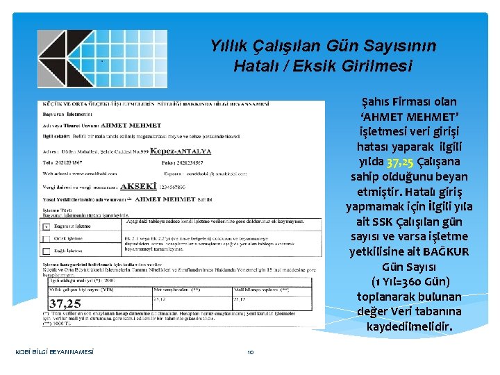 Kosgeb Kob Blg Beyannames Yapilan Hatalar Dkkat Edlmes