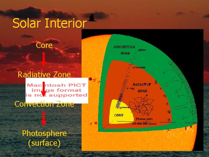 Solar Interior Core Radiative Zone Convection Zone Photosphere (surface) 