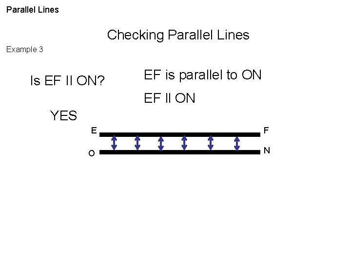 Parallel Lines Checking Parallel Lines Example 3 Is EF II ON? EF is parallel