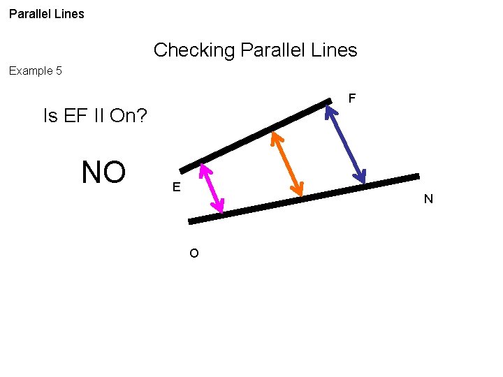 Parallel Lines Checking Parallel Lines Example 5 F Is EF II On? NO E