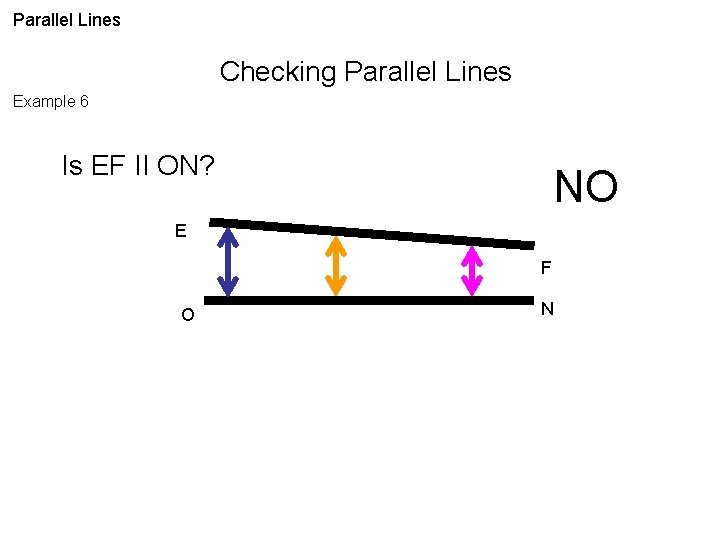 Parallel Lines Checking Parallel Lines Example 6 Is EF II ON? NO E F