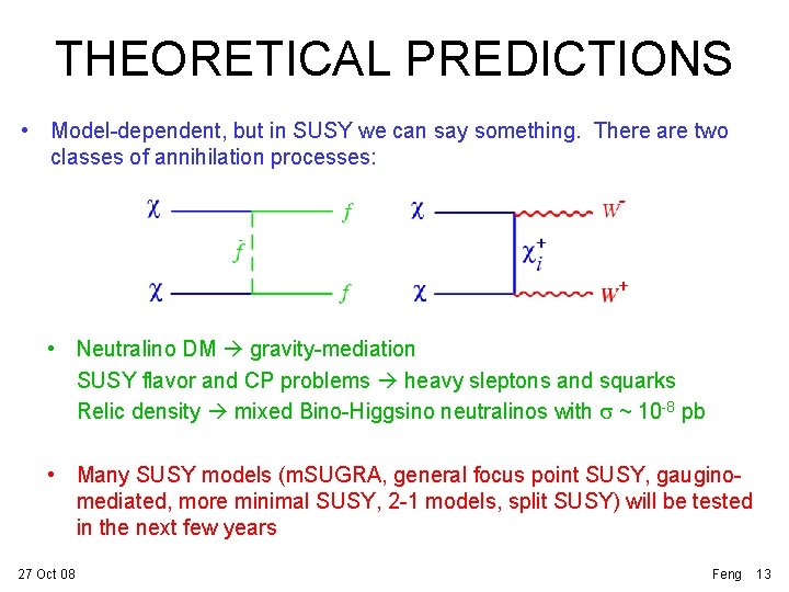 THEORETICAL PREDICTIONS • Model-dependent, but in SUSY we can say something. There are two