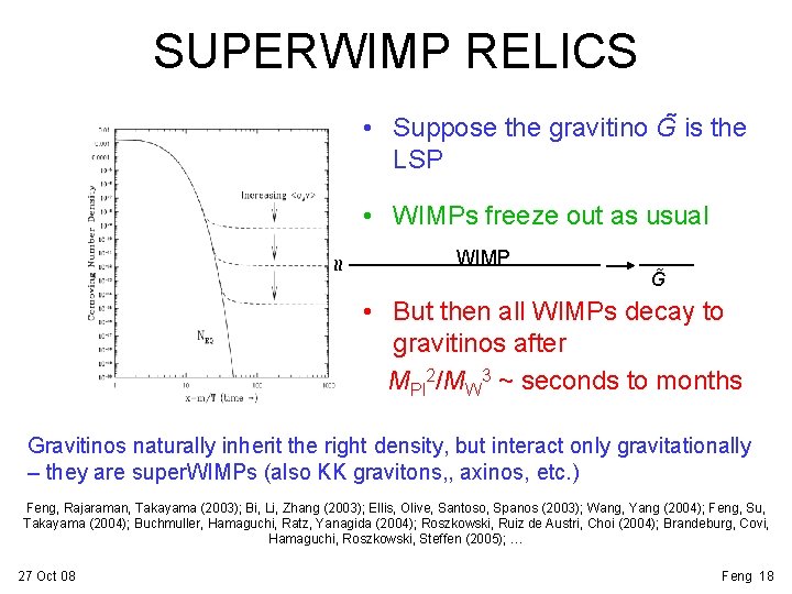 SUPERWIMP RELICS • Suppose the gravitino G is the LSP ≈ • WIMPs freeze