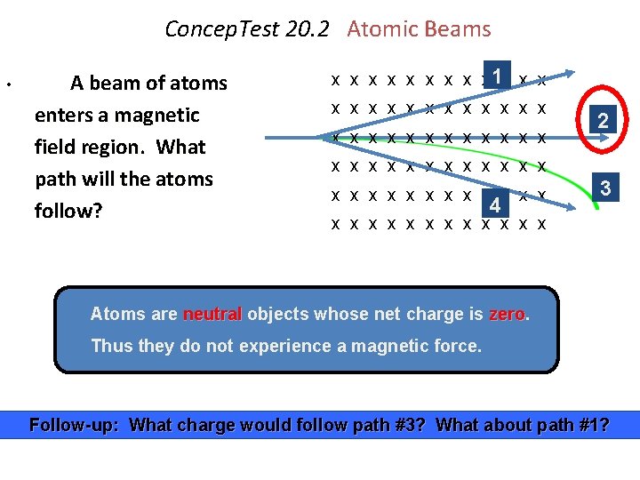 Concep. Test 20. 2 Atomic Beams • A beam of atoms enters a magnetic