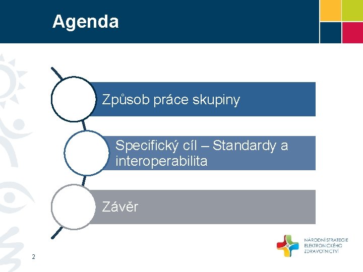 Agenda Způsob práce skupiny Specifický cíl – Standardy a interoperabilita Závěr 2 