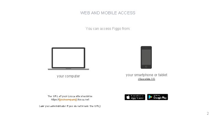 WEB AND MOBILE ACCESS You can access Figgo from: your computer your smartphone or