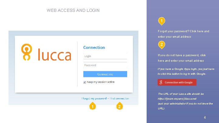 WEB ACCESS AND LOGIN 1 Forgot your password? Click here and enter your email