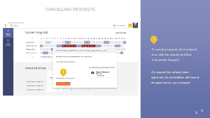 CANCELLING REQUESTS 1 To cancel a request, all you have to do is click