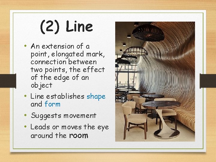 (2) Line • An extension of a point, elongated mark, connection between two points,