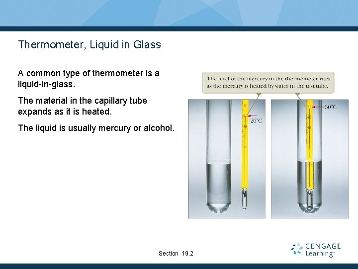 Thermometer, Liquid in Glass A common type of thermometer is a liquid-in-glass. The material
