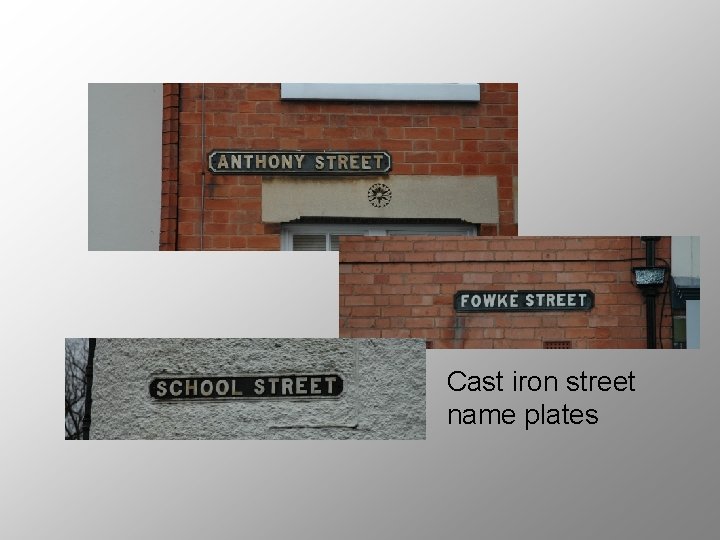 Cast iron street name plates 