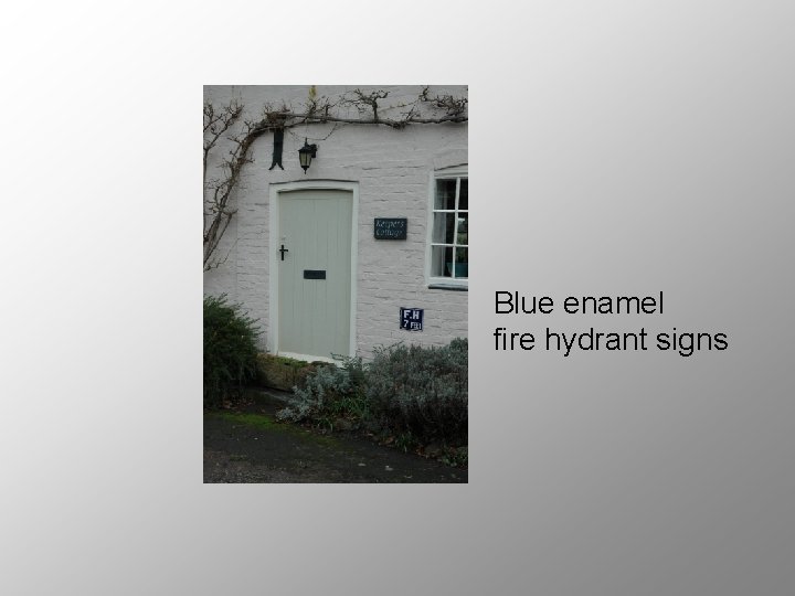 Blue enamel fire hydrant signs 