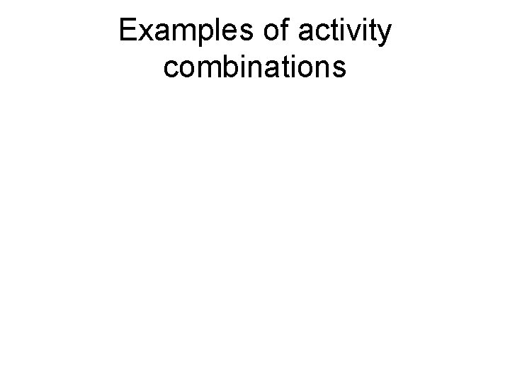 Examples of activity combinations 