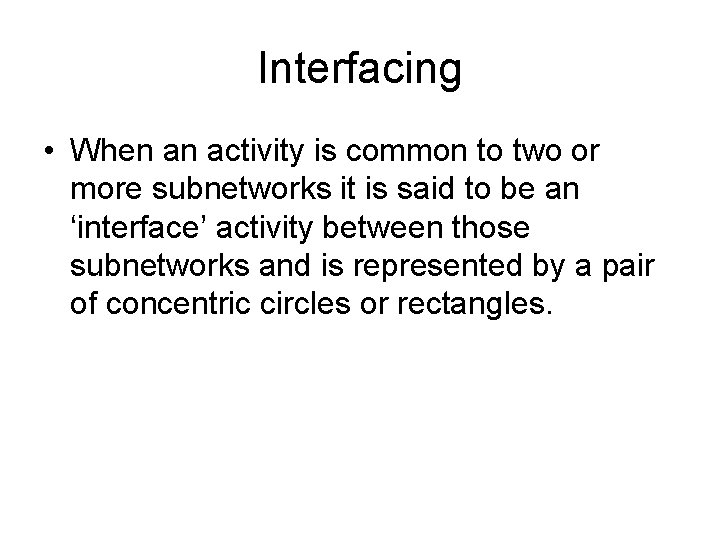 Interfacing • When an activity is common to two or more subnetworks it is