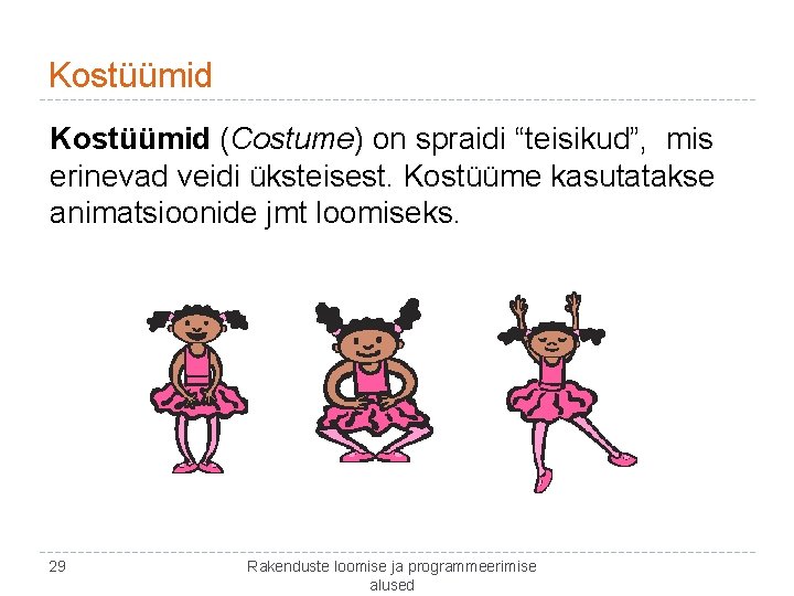 Kostüümid (Costume) on spraidi “teisikud”, mis erinevad veidi üksteisest. Kostüüme kasutatakse animatsioonide jmt loomiseks.