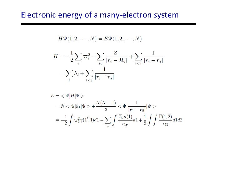 Electronic energy of a many-electron system 