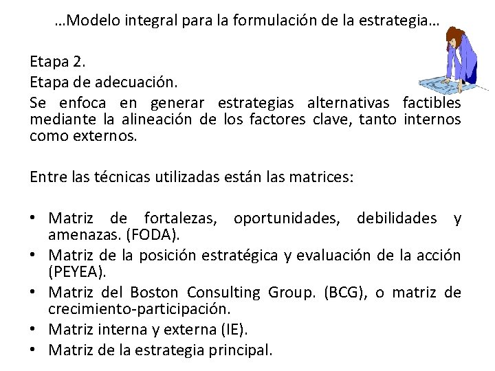 …Modelo integral para la formulación de la estrategia… Etapa 2. Etapa de adecuación. Se